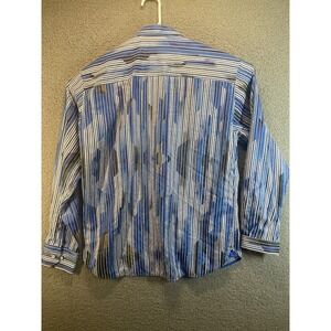 Visconti‎ Black  Dress Shirt Men's Size XL   Geometric Blue Button Down